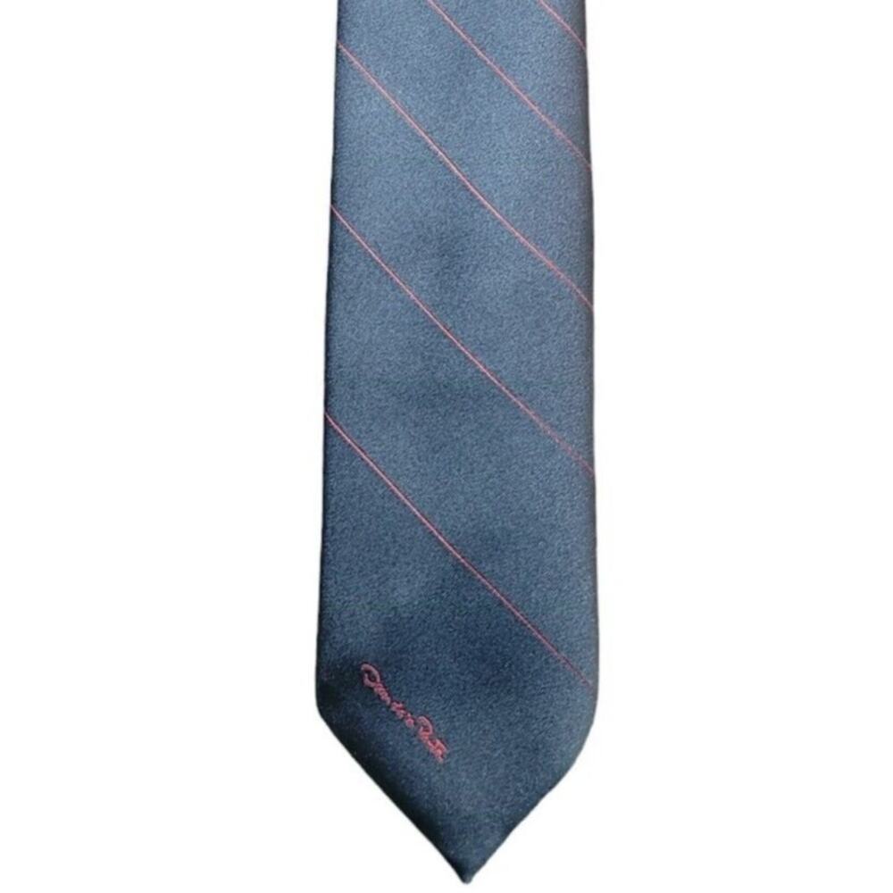 VTG Oscar de la Renta Blue Red Pinstripe Tie Retro Menswear